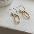 Faux Pearl Alloy Hoop Dangle Earring 1 Pair - Silver - One Size