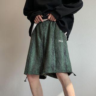 Lettering Snake Print Shorts