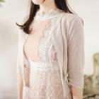 Round-neck Open-front Cropped Cardigan