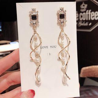 Faux Pearl Swirl Fringed Earring 1 Pair - As Shown In Figure - One Size