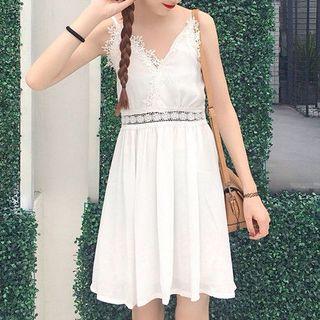 Crochet Trim Spaghetti Strap Dress