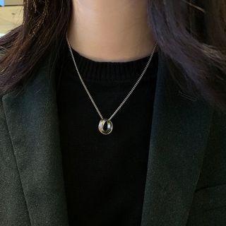 Stainless Steel Layered Hoop Necklace As Figure - One Size