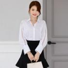 Wide-cuff Lace-trim Shirt
