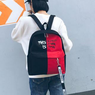 Two-tone Lettering Oxford Backpack