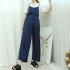 Polka Dot Gathered-waist Jumper Pants