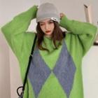 Two Tone Sweater Green - One Size
