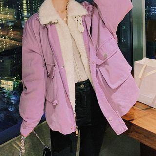 Mock Two-piece Fleece-lined Zip Jacket