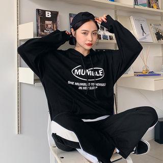 Mumble Letter Kangaroo-pocket Hoodie