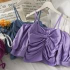Ribbon-accent Ruched Crop Top In 5 Colors