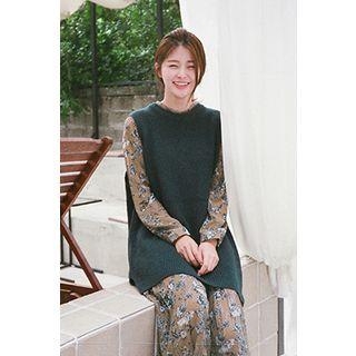 Sleeveless Long Rib-knit Top