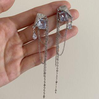 Rhinestone Chain Alloy Earring 1 Pair - Earrings - Silver - One Size