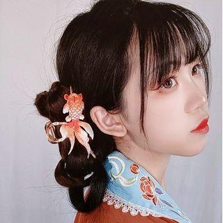 Fish Applique Hair Claw Fish - Red & Tangerine - One Size