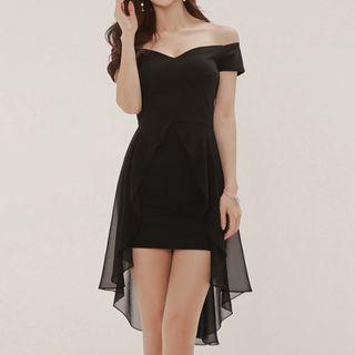 Off-shoulder Panel A-line Dress