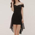 Off-shoulder Panel A-line Dress