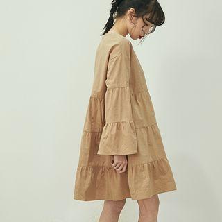 Tiered Long-sleeve Loose-fit Dress