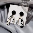 Resin Milk Cow Print Dangle Earring 1 Pair - E685-1 - Black & White - One Size