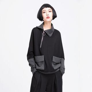 Asymmetrical Half-zip Sweatshirt