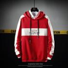 Couple Matching Color Block Lettering Embroidered Hoodie