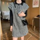 Set: Cap Sleeve Houndstooth Dress + Long Sleeve Top