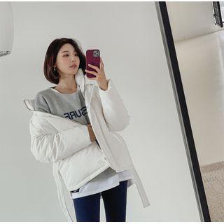 Tie-waist Duck-down Puffer Jacket