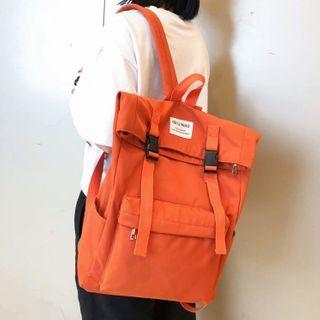 Plain Snap Buckle Nylon Backpack