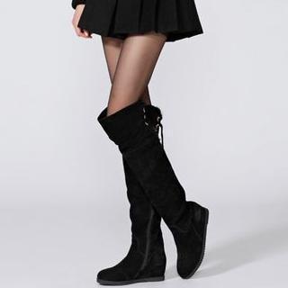 Lace-up-back Knee High Boots