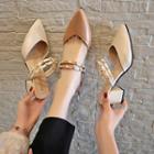 Faux Pearl Strap Block Heel Sandals