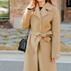 Welt-pocket Wool Blend Long Wrap Coat