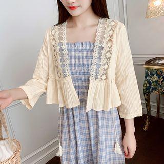 Cropped Open Front Light Jacket Almond - One Size