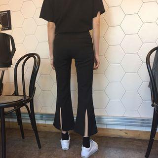 Slit Back Cropped Boot Cut Pants