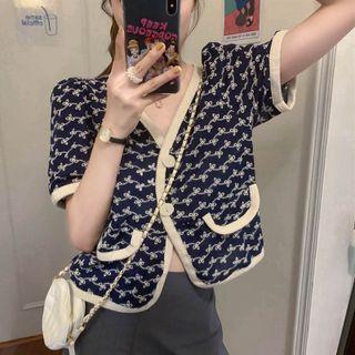 Short-sleeve Print Blouse / Cardigan