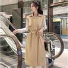 Double-breasted Sleeveless Trench Coat