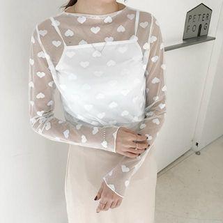 Mesh Lace Long-sleeve Top