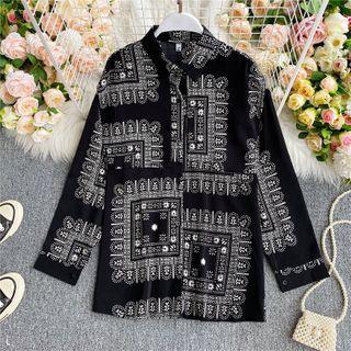 Printed Long-sleeve Oversize Shirt