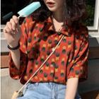 Elbow-sleeve Fruit Print Shirt As Shown In Figure - One Size