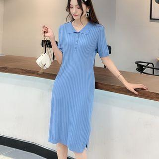 Short-sleeve Midi Polo Knit Dress