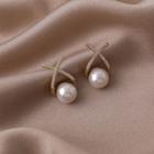 Cross Faux Pearl Alloy Earring Ndyz606 - White - One Size