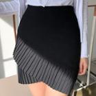 Pleat-hem Wrap H-line Miniskirt