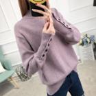Mock Neck Buttoned Sleeve Sweater