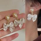 Retro Faux Pearl Bow Earring White - 1397a#