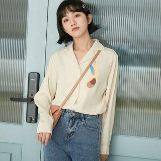 Notch Lapel Printed Blouse