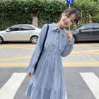Wide Strap Corduroy Over-the-knee Medium Long Dress