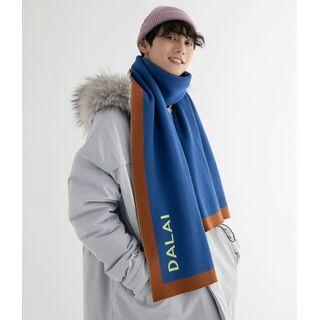Lettering Print Scarf Blue - One Size