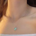 Heart Pendant Alloy Necklace 1 Piece - Necklace - Gold & Green - One Size