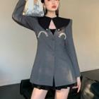 Faux Pearl Accent Single-breasted Blazer
