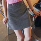 Tab-waist Glitter A-line Mini Skirt