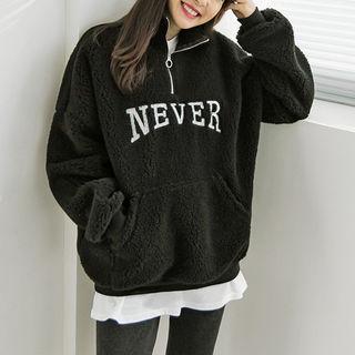 Zip-front Embroidered Fleece Sweatshirt
