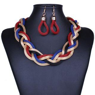 Set: Woven Necklace + Drop Earrings