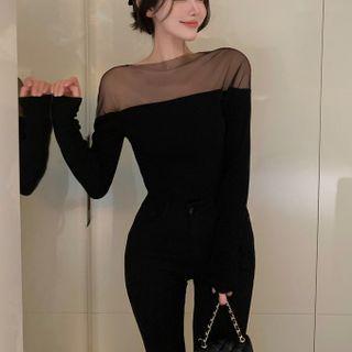 Mesh Panel T-shirt Black - One Size