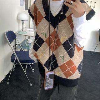 Plaid Sweater Vest Vest - Plaid - One Size